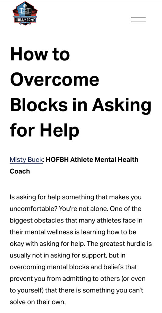 How to Overcome Blocks in Asking for Help Article for Hall of Fame Behavioral Health HOFBH