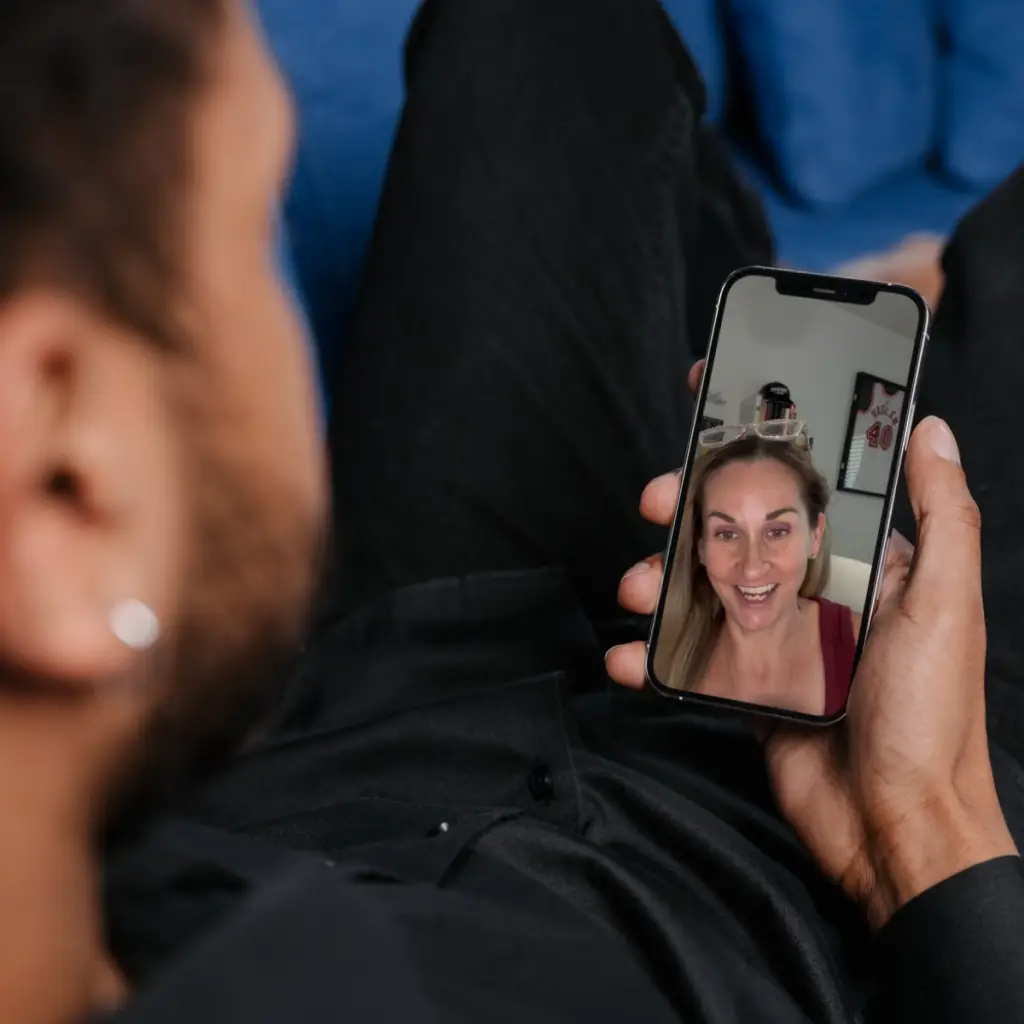 Simulated photo of Coach Misty Buck in a one on one mental performance and mental wellness virtual session