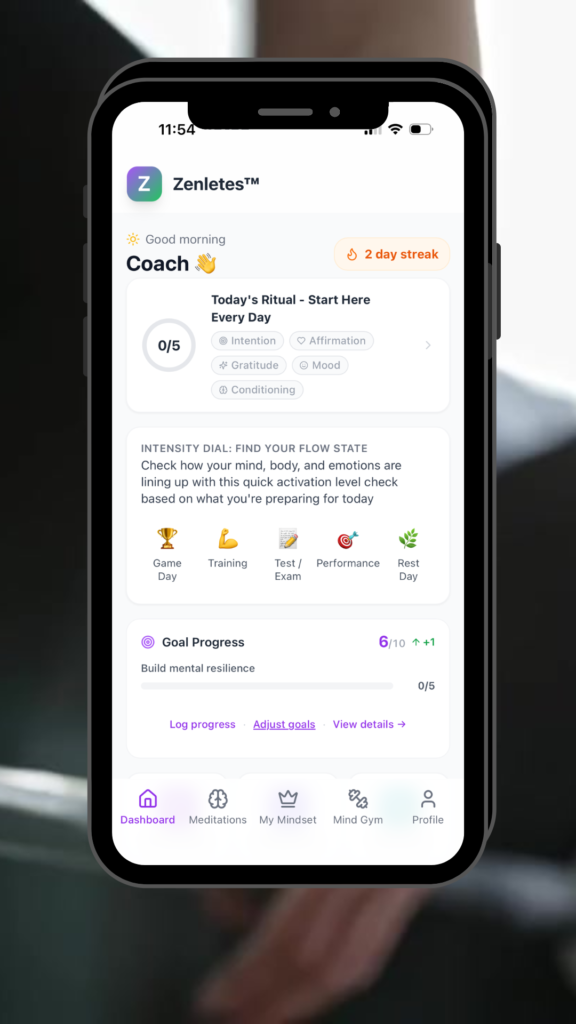 Zenletes mindset training app home screen